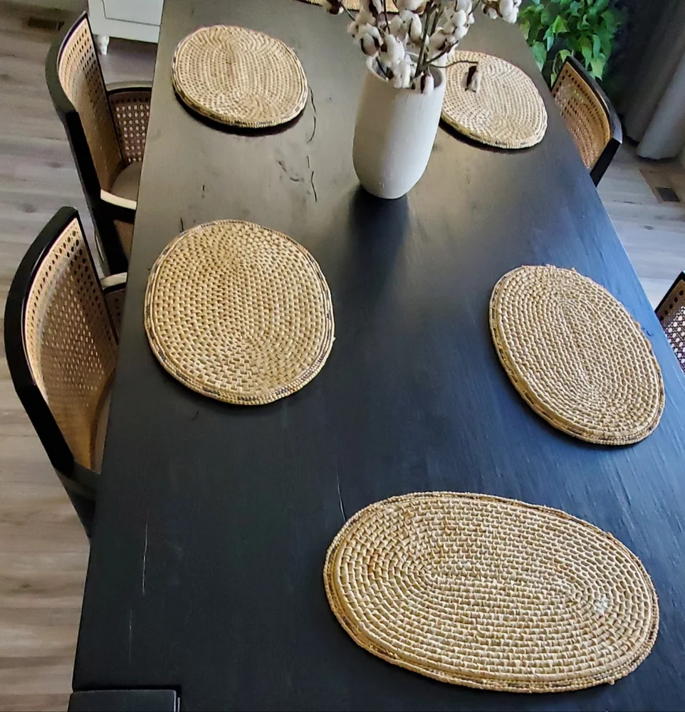 Boho 6 Thick Oval Woven Table Placemats, Natural, 12